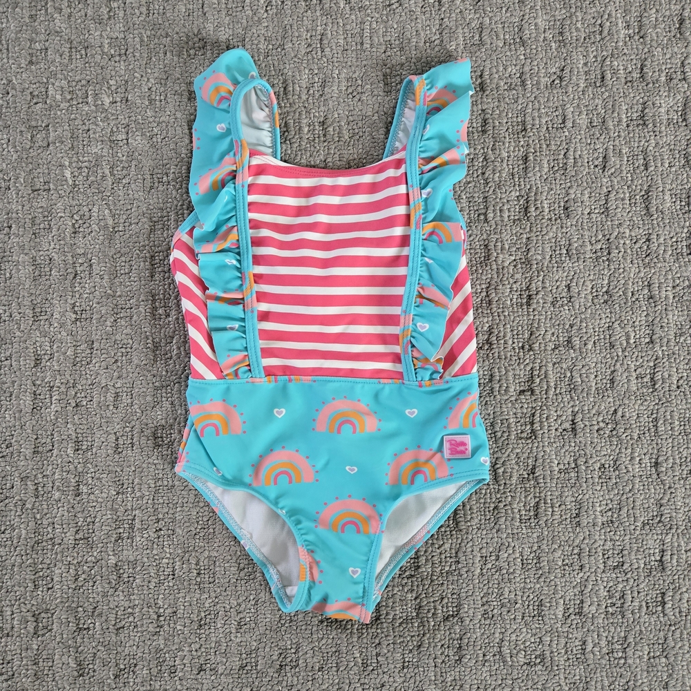 Ruffle Butts Pink and Blue Rainbow One Piece
